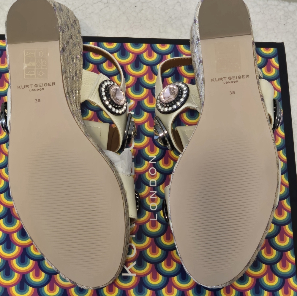 Beaded Espadrille Wedge Sandals - White - Picture 6 of 7